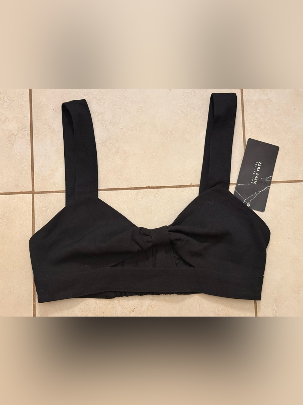 Zara Black Bow-Front Girls Overalls Top